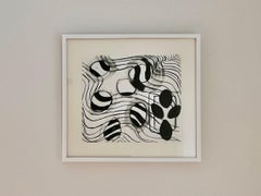 "Untitled" abstract charcoal drawing on paper, framed art