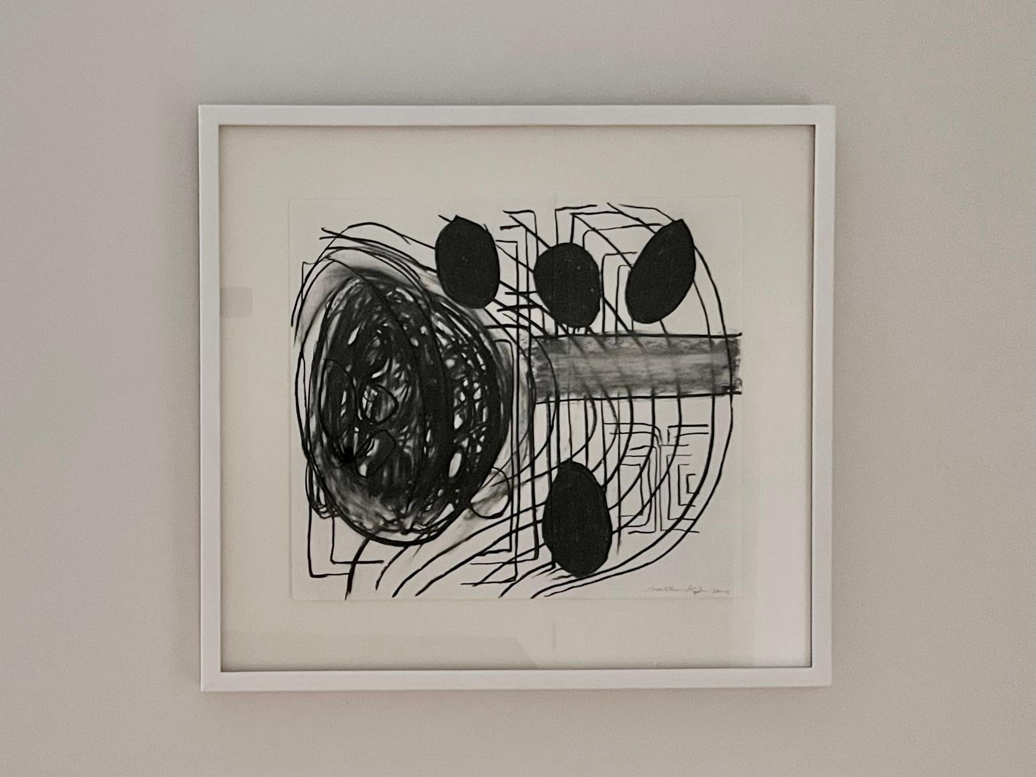 Disegno astratto a carboncino su carta dell'artista Martha Lloyd, incorniciato.

Informazioni sull'artista:
Martha Anne Lloyd è nata a Washington, D.C. nel 1927. Artista appassionato, Lloyd ha conseguito una laurea BFA presso l'American University