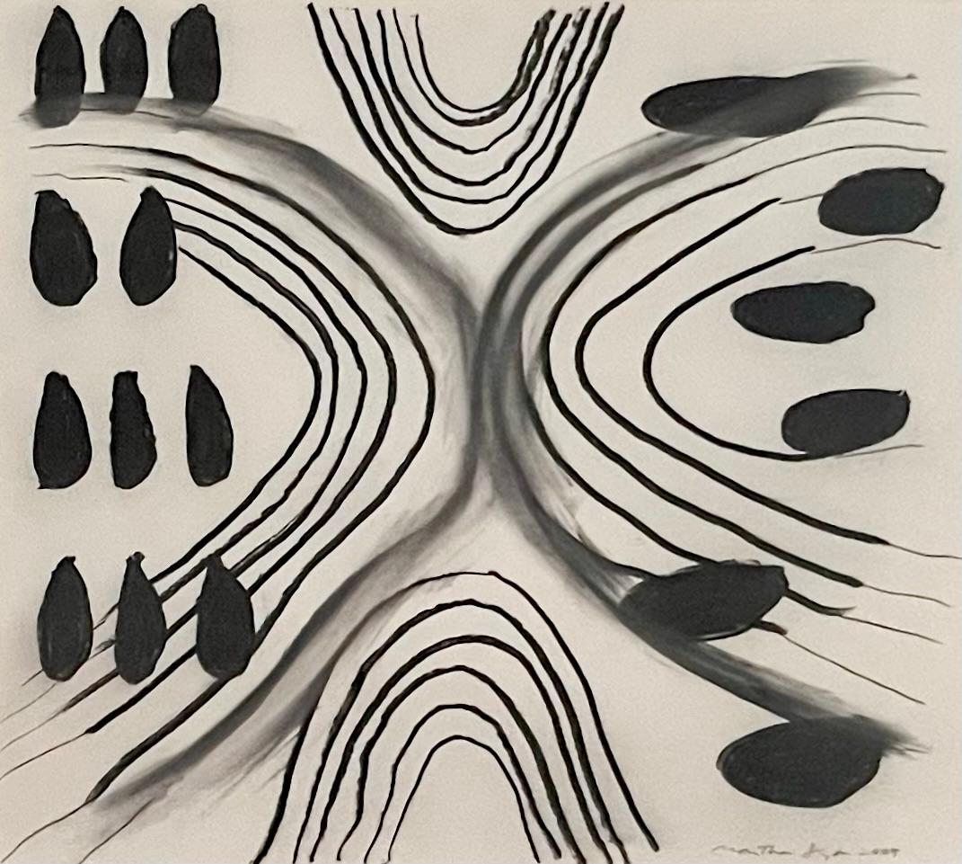 "Sans titre" dessin abstrait au fusain sur papier, art encadré
