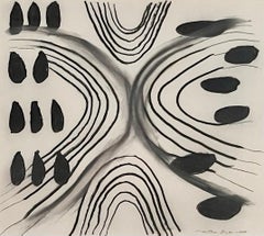 "Untitled" abstract charcoal drawing on paper, framed art