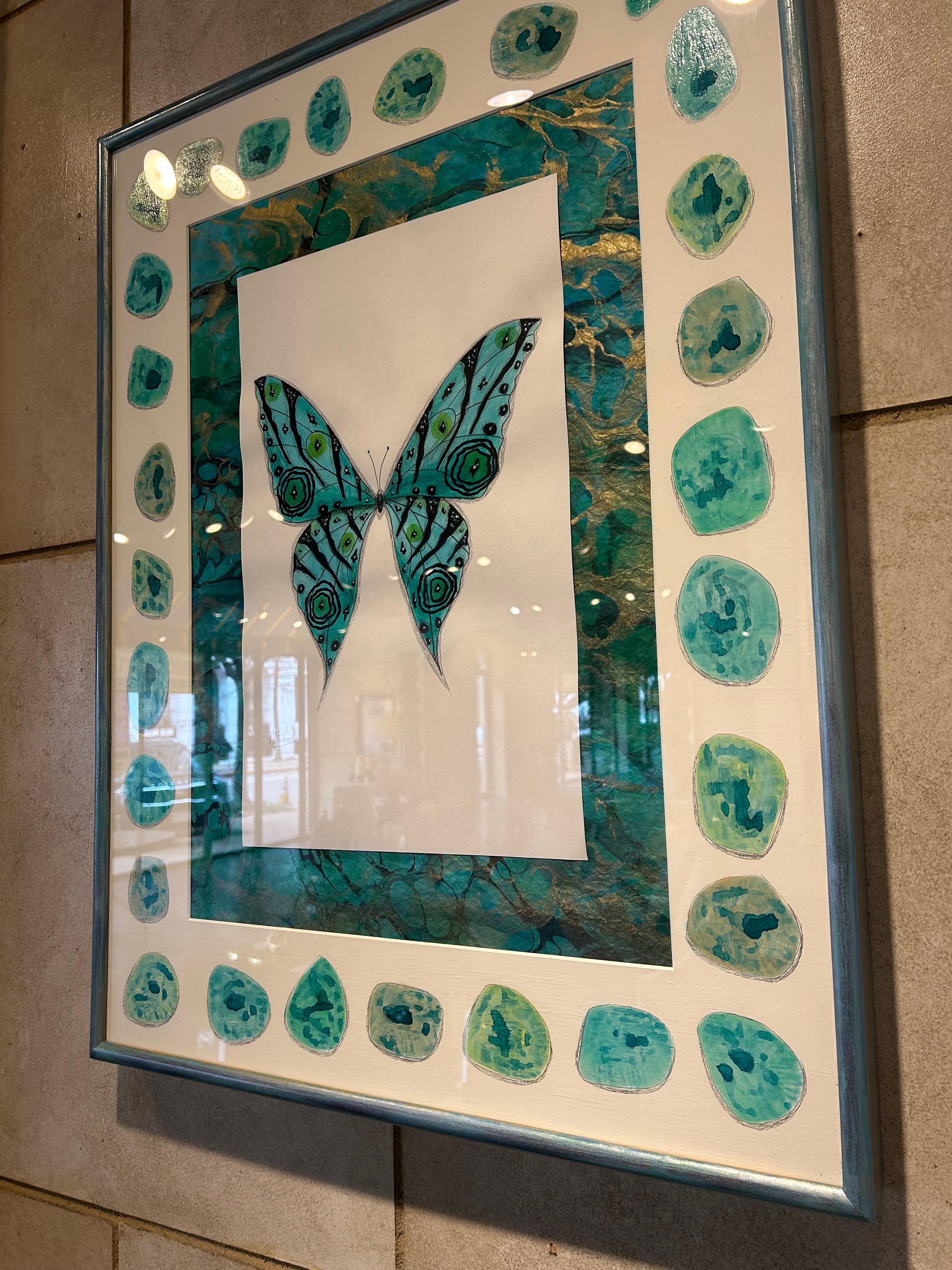 Original abstract butterfly drawing  by easily searchable artist Steve McElroy. For Sale 1