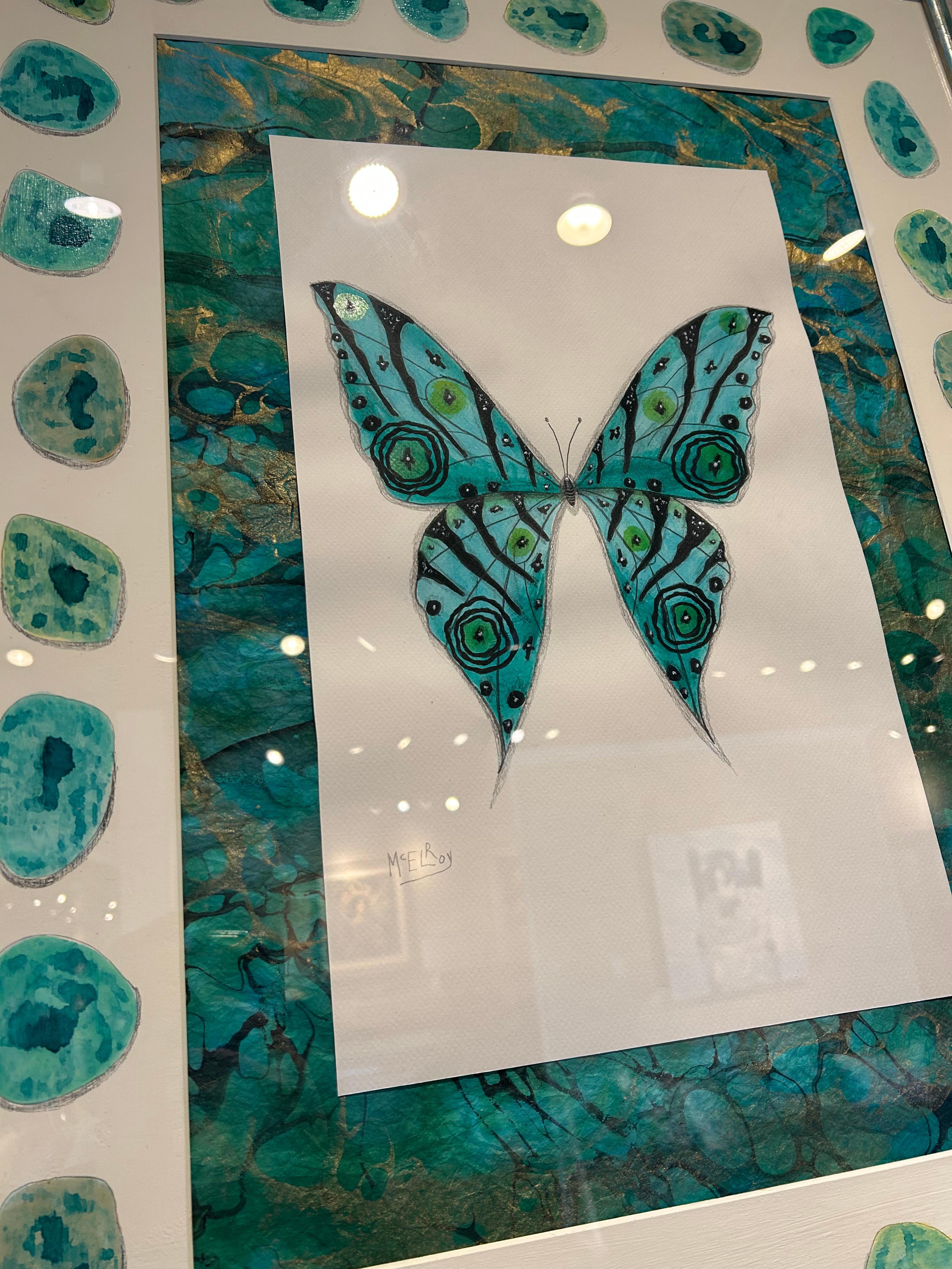 Original abstract butterfly drawing  by easily searchable artist Steve McElroy. For Sale 3