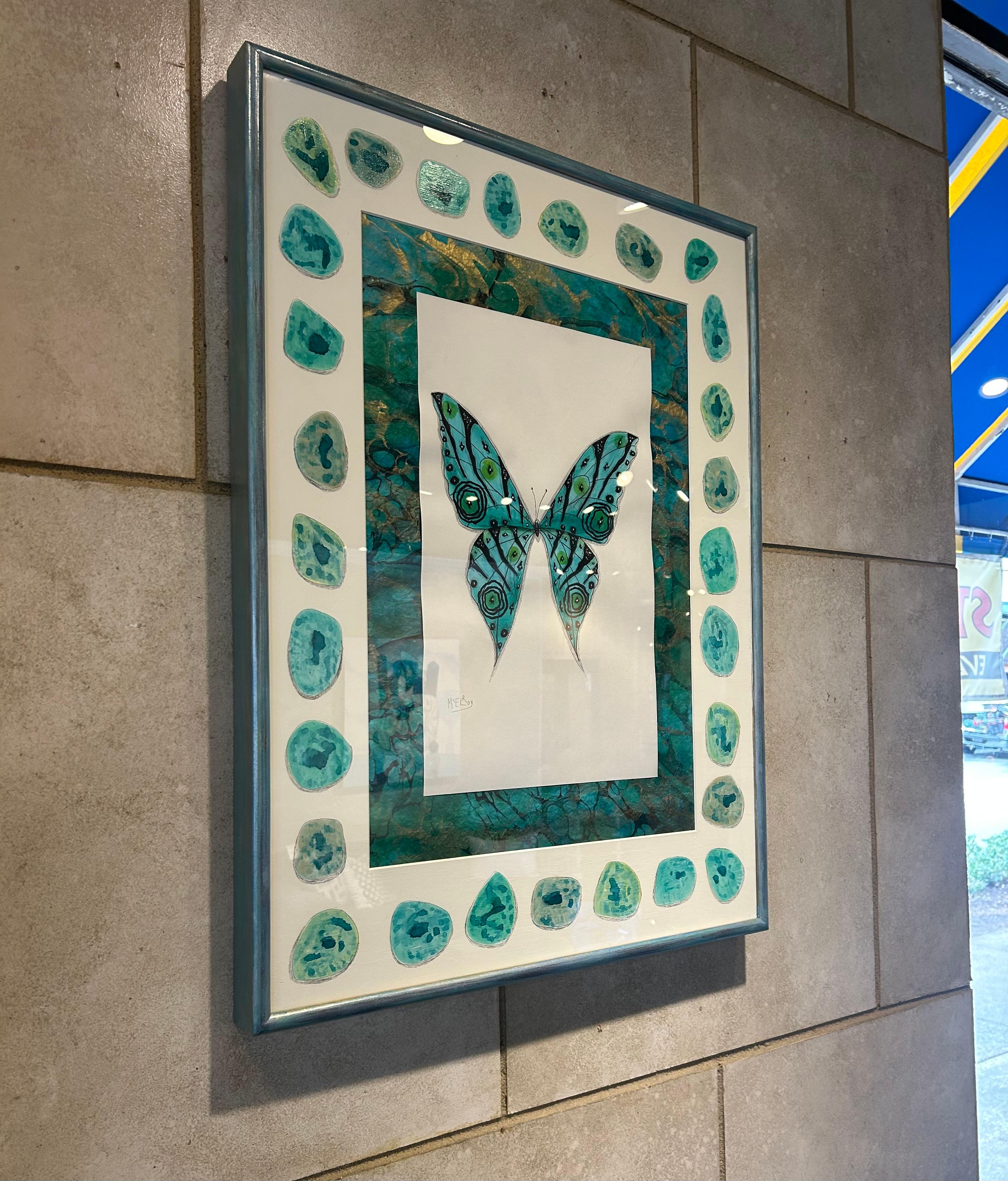 Original abstract butterfly drawing  by easily searchable artist Steve McElroy. For Sale 2