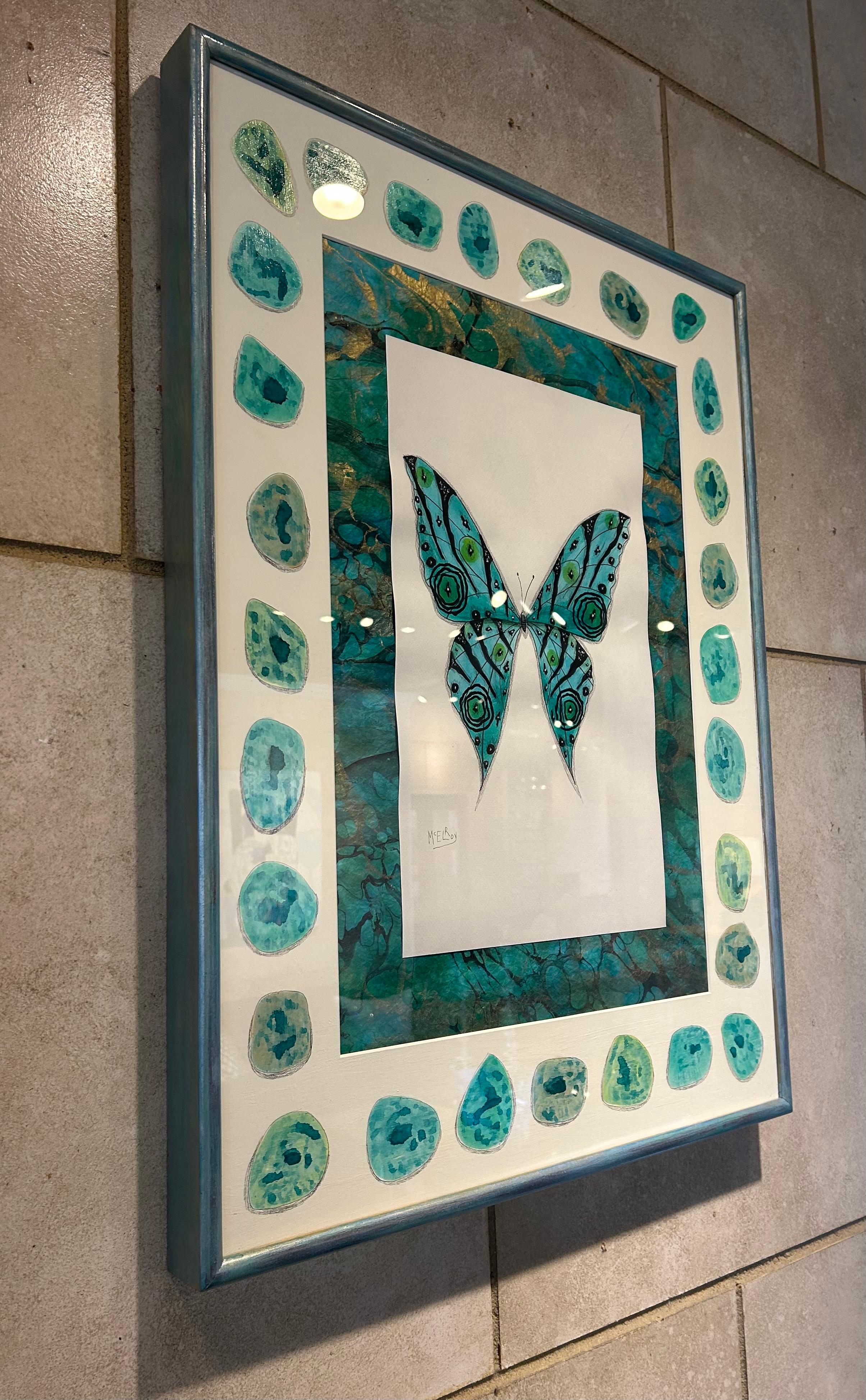 Original abstract butterfly drawing  by easily searchable artist Steve McElroy. For Sale 4