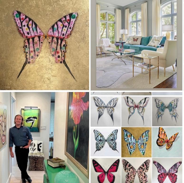 Original abstract butterfly drawing  by easily searchable artist Steve McElroy. For Sale 7