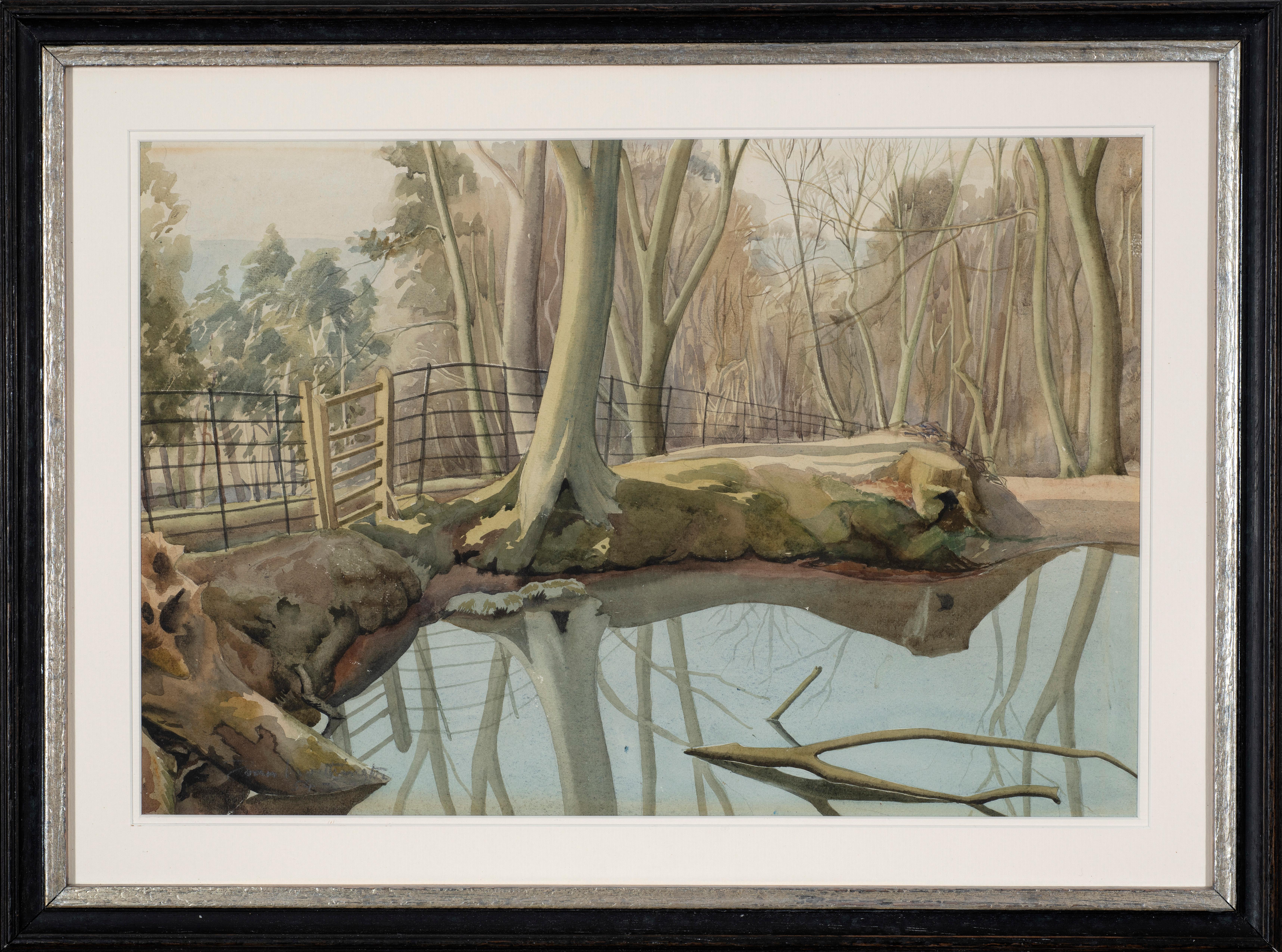 Landscape Art de John Nash - Escena de bosque con una masa de agua