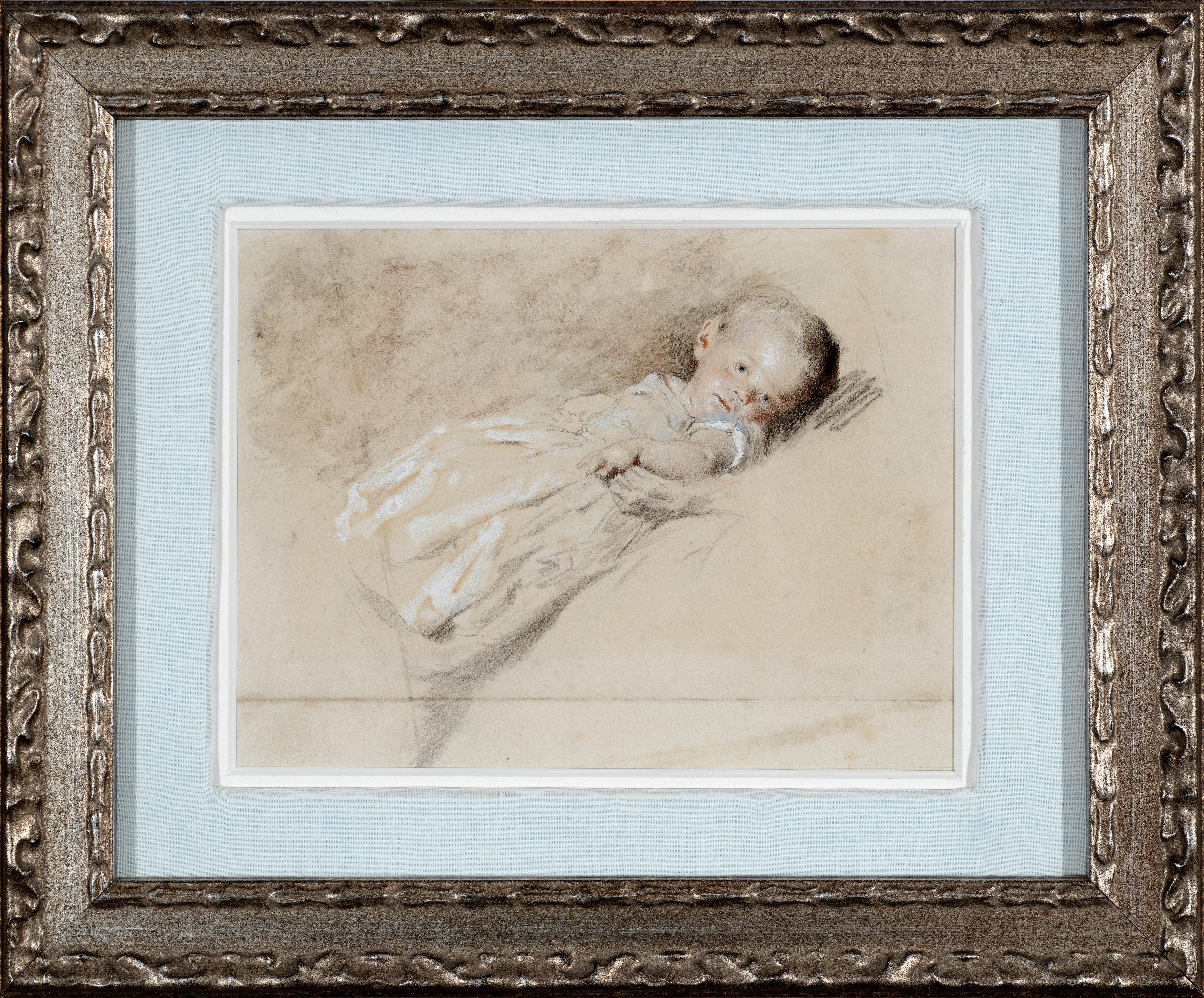 Aquarellstudie eines ruhenden Kindes, möglicherweise die Tochter des Künstlers
