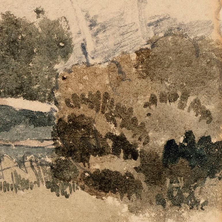 Uno schizzo di bambini che si arrampicano su una recinzione - Landscape Art Beige di Peter de Wint