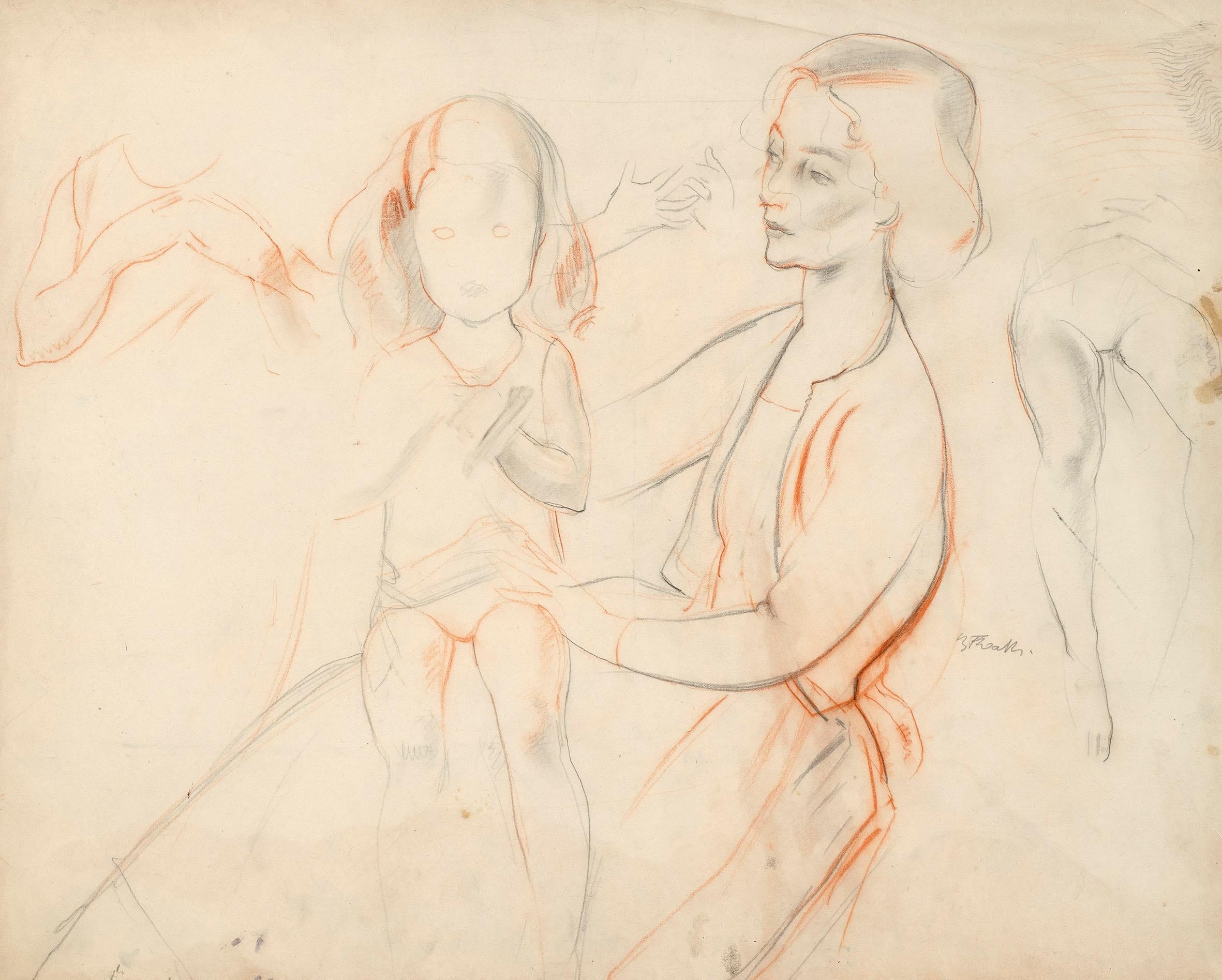 Study for Mr and Mrs R. H. Butler and Their Daughters - Art by Bernard Fleetwood-Walker