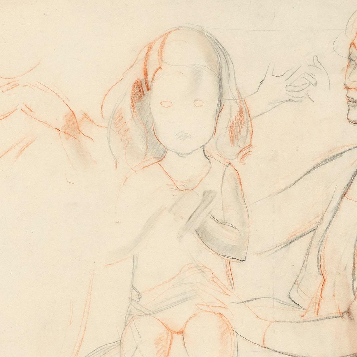 Study for Mr and Mrs R. H. Butler and Their Daughters - White Portrait by Bernard Fleetwood-Walker