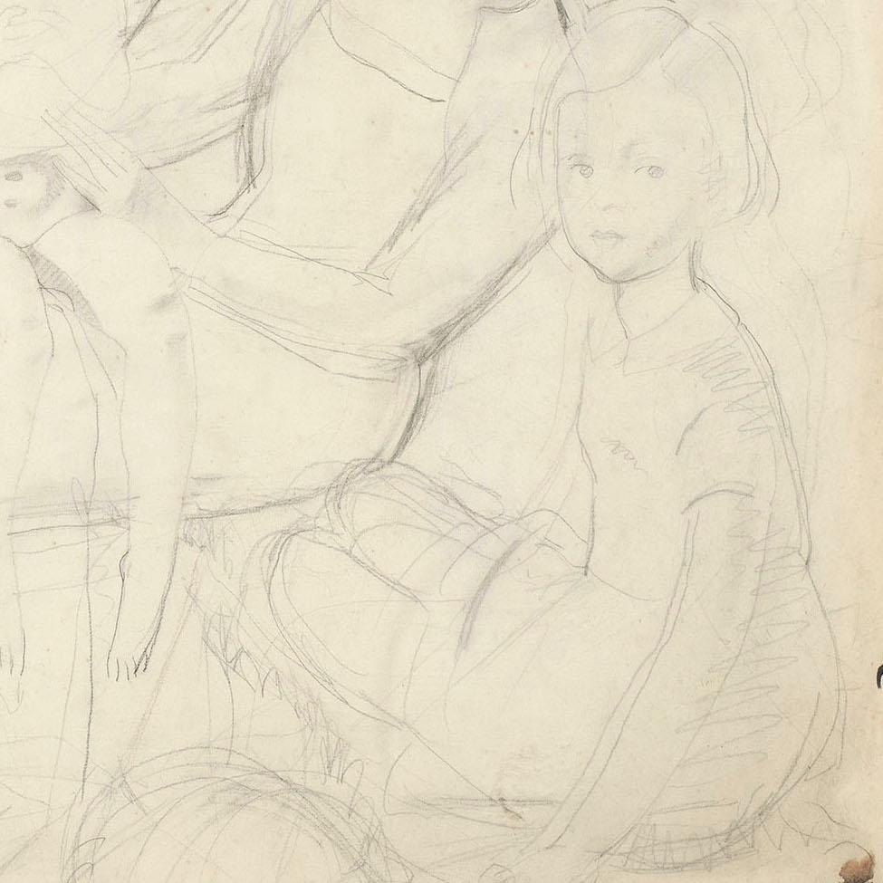 Bernard Fleetwood-Walker RA RWS (1893-1965)  
Étude pour M. et Mme R. H. Butler et leurs filles, c. 1932
Graphite sur papier, monté sur carte
55,5 x 77,7 cm ; (dans le cadre) 80,1 x 99,8 cm.

Provenance :
Le Studio de l'artiste, 1965 (n° 524) ;