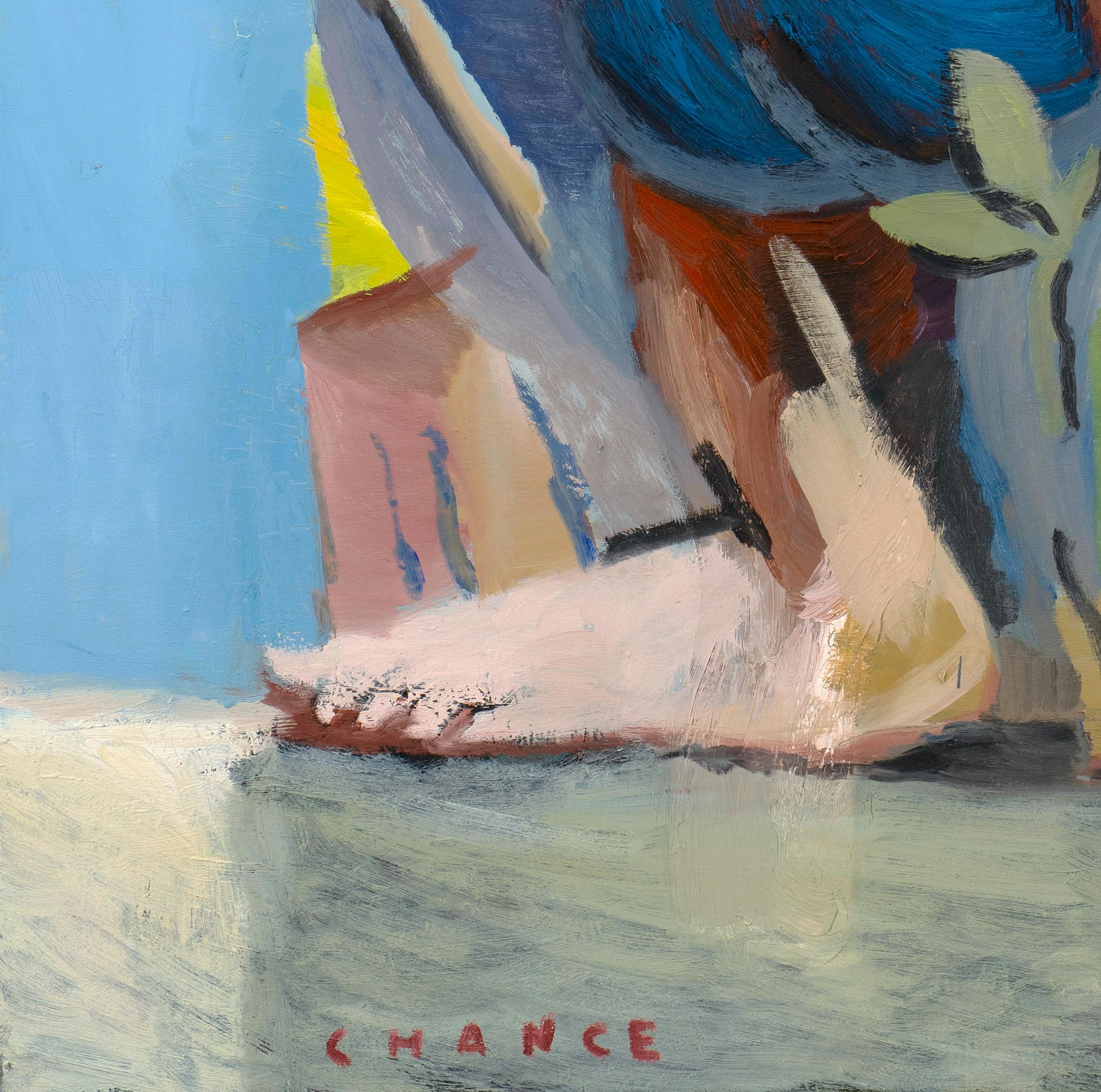 Michael Chance (B. 1987)  
Greene & Greene, 2021
Olio su tela
Firmato in basso a sinistra
Titolato, firmato e datato verso
153.5 x 122 cm.

Provenienza: 
Michael Chance;
Collezione privata, Regno Unito, acquistata presso lo studio