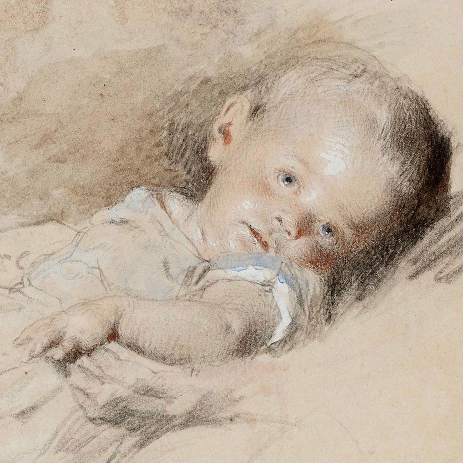 Aquarellstudie eines ruhenden Kindes, möglicherweise die Tochter des Künstlers (Viktorianisch), Art, von William Henry Hunt