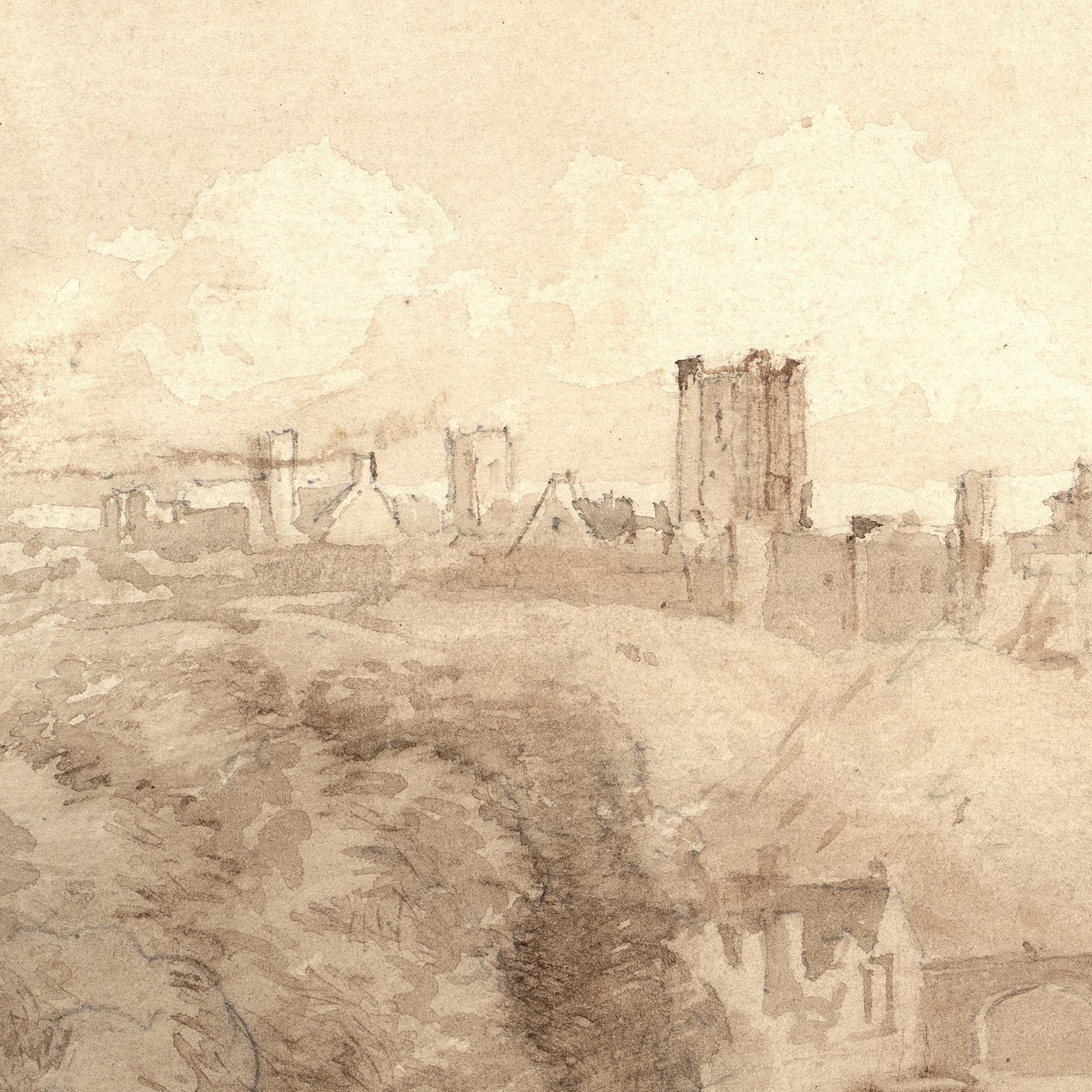 Croquis du château de Richmond, North Yorkshire - Art de David Cox Junior