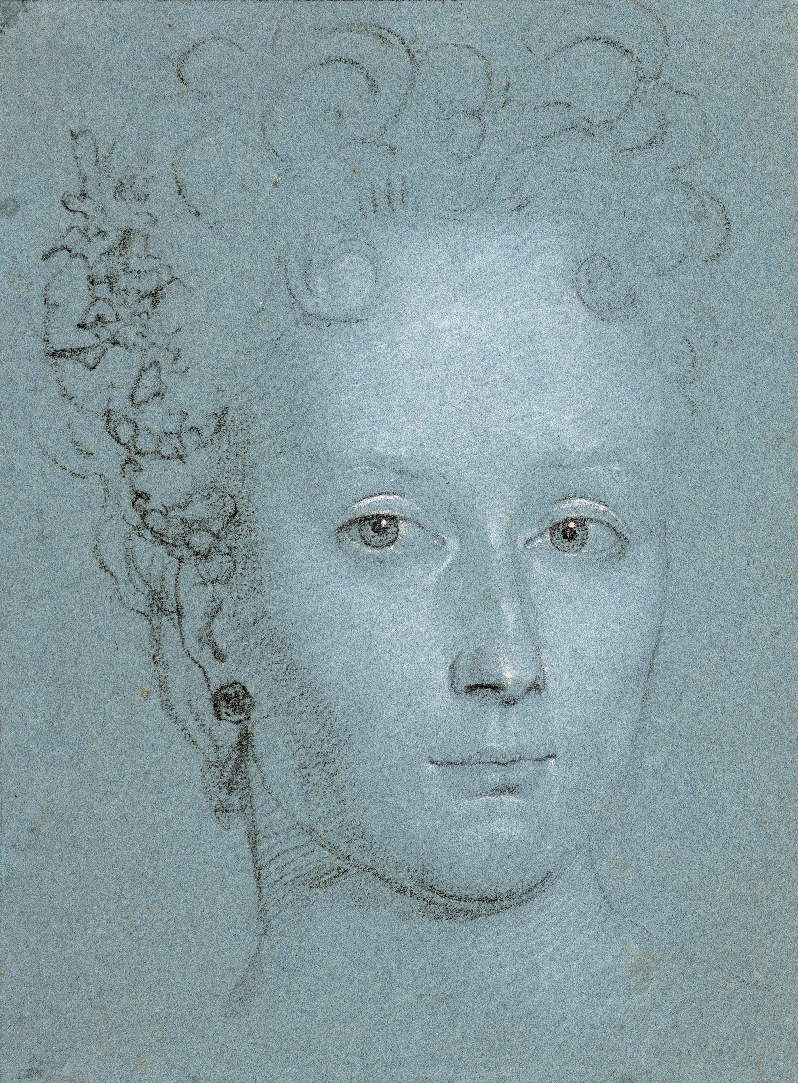 Retrato estudio de una Dama, con piedras preciosas y perlas - Art Rococó de Adriaen van der Werff