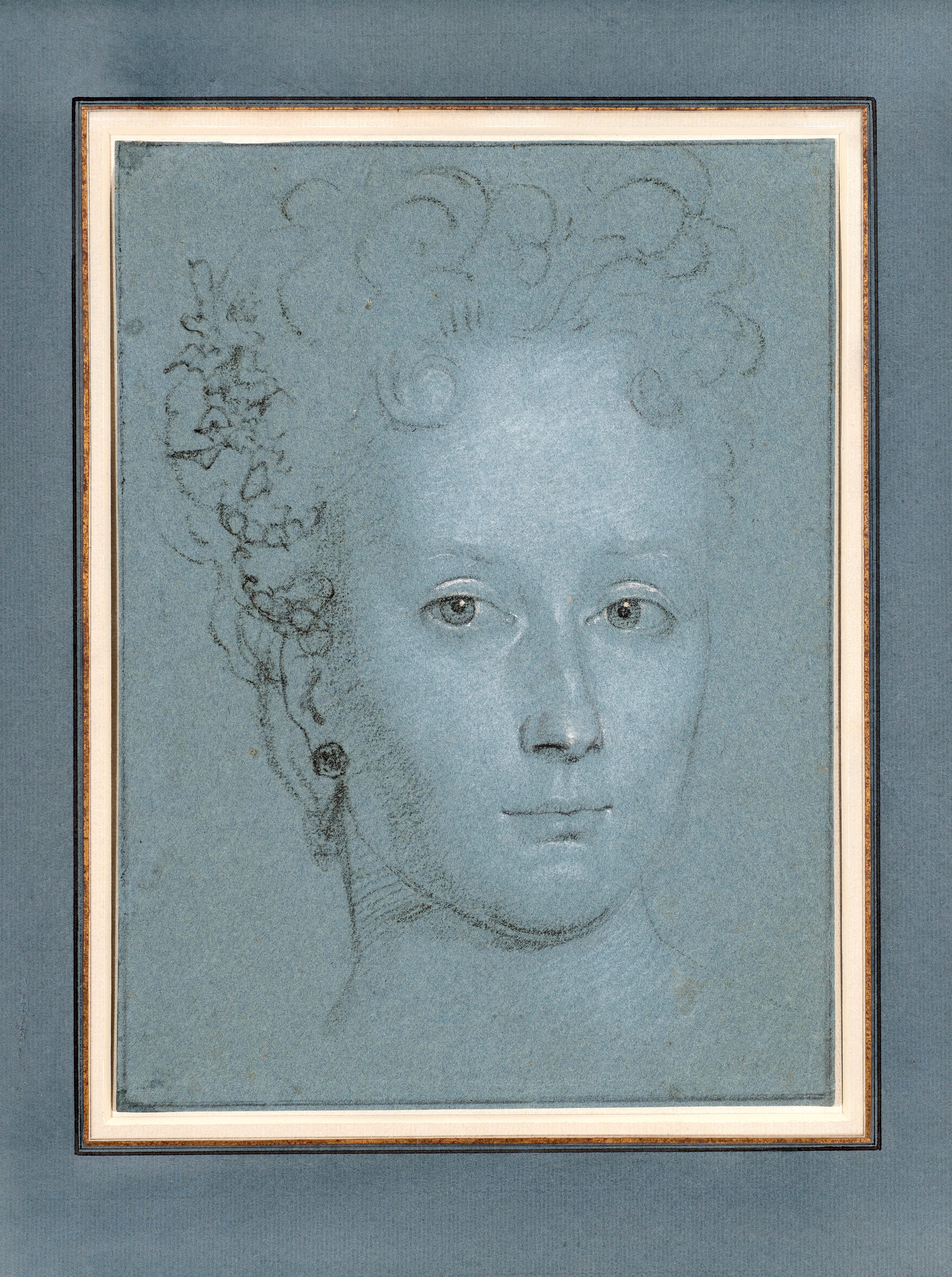 Retrato estudio de una Dama, con piedras preciosas y perlas - Art de Adriaen van der Werff