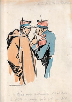 "La sentinelle de Thérèse", c. 1914-1918, dessin et gouache, signé