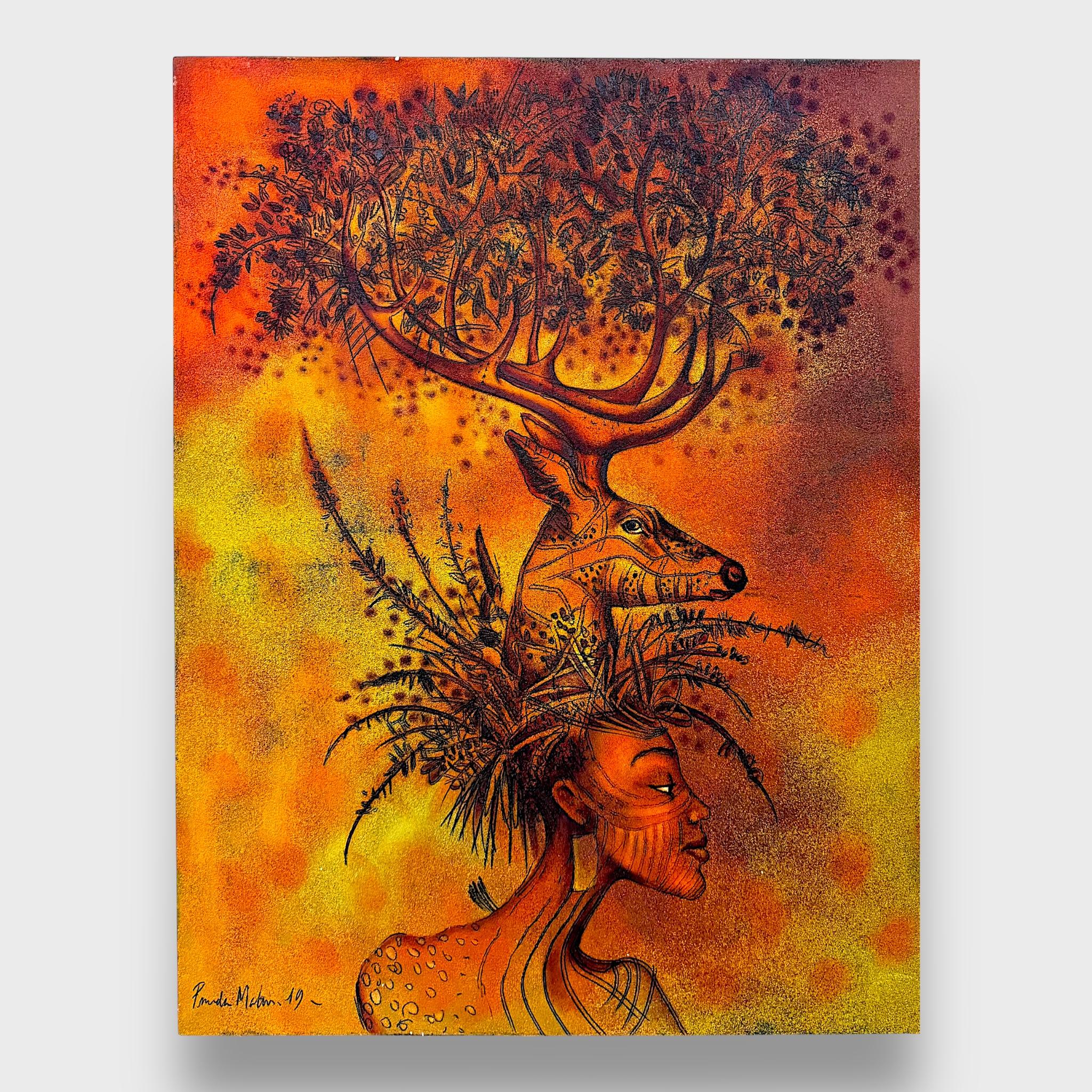 Woman, Tree-Deer