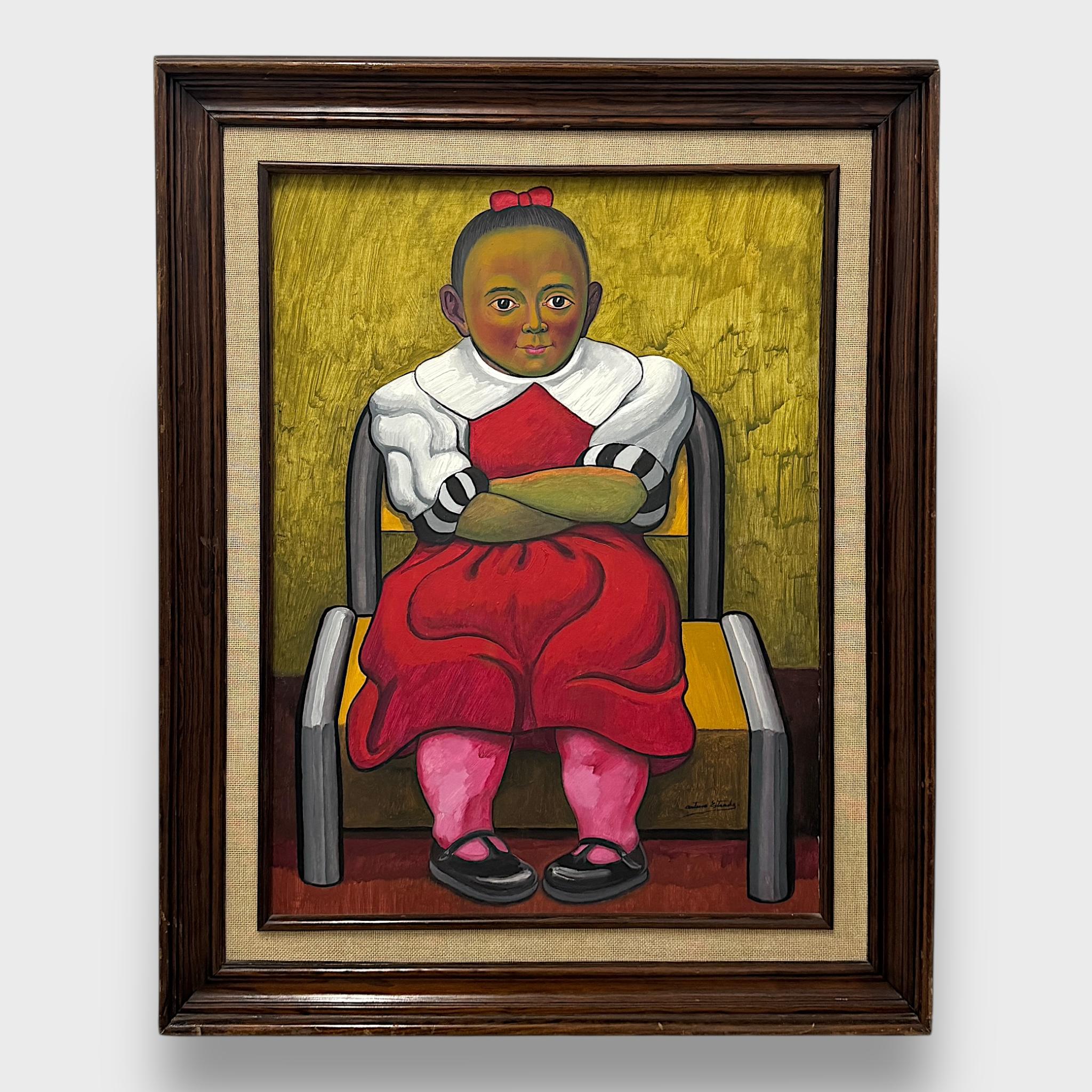 Fille assise. - Art de Arturo Estrada. 