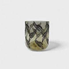 Glassware. Glass Vase with Silver Leaves.