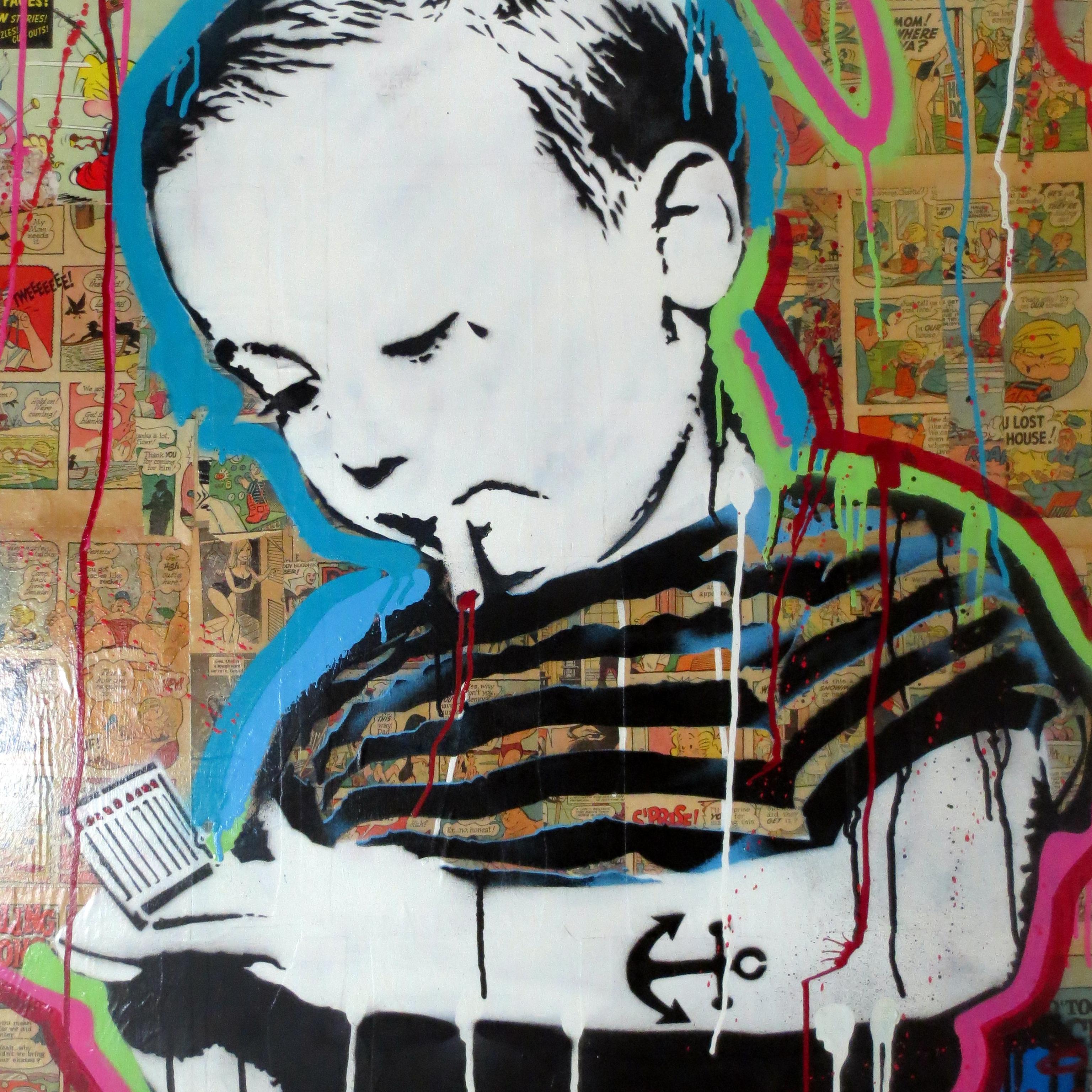Young & Influenced Boy Blue - Street Art Mixed Media Art by Layercake