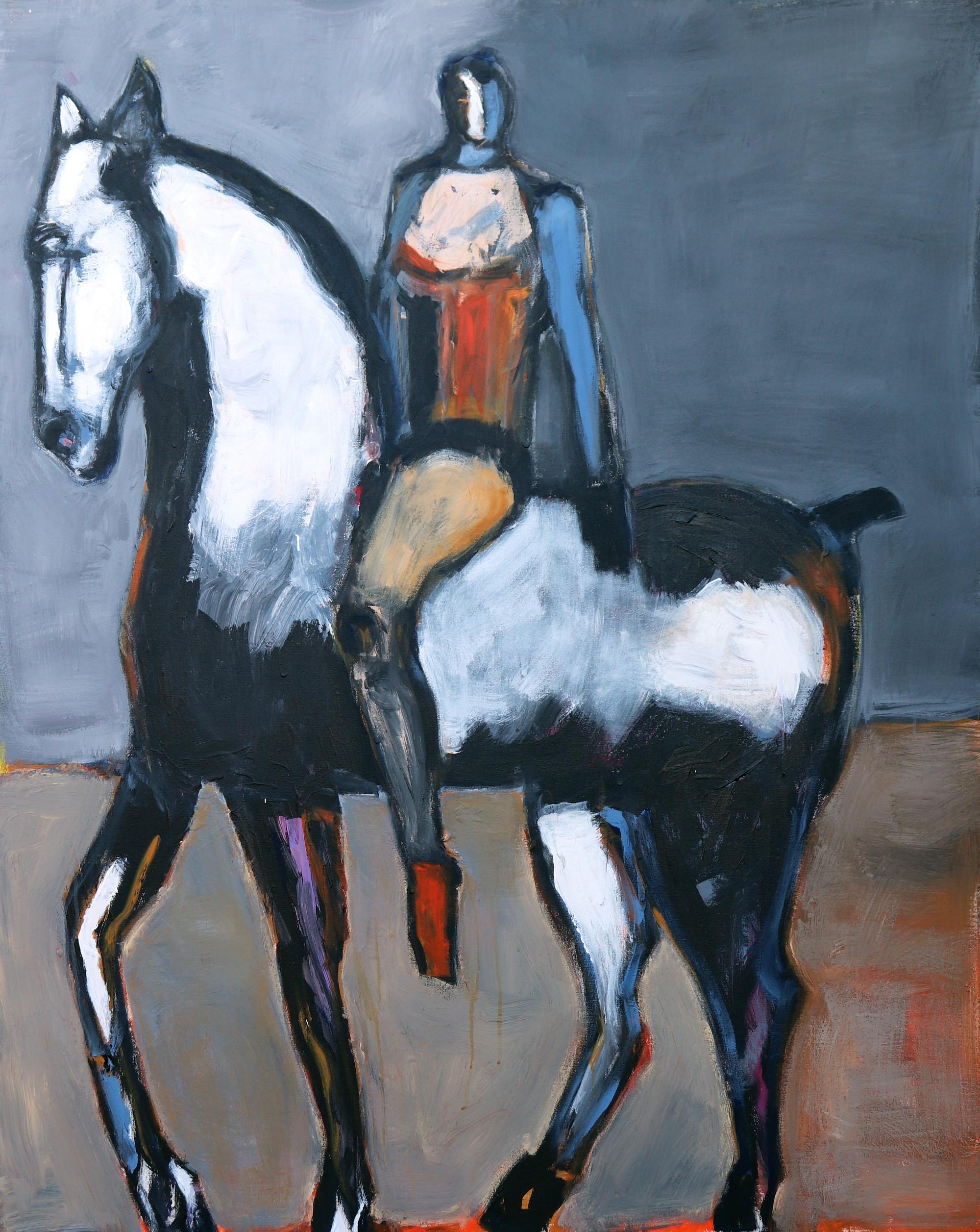 Circus Rider on White Horse lV - Art by James Koskinas