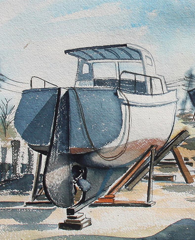 Boote im Trockendock – Painting von Kenneth B Walsh
