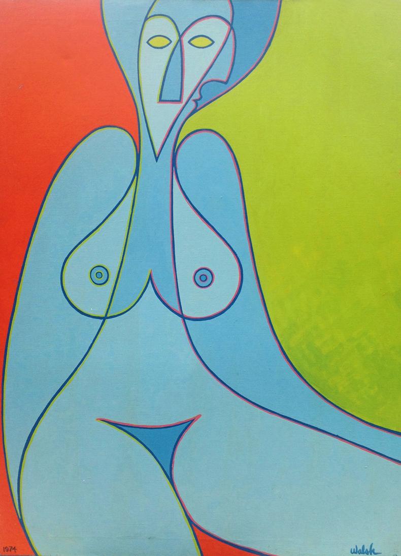 Kenneth B Walsh Nude Painting – Blauer Watusi