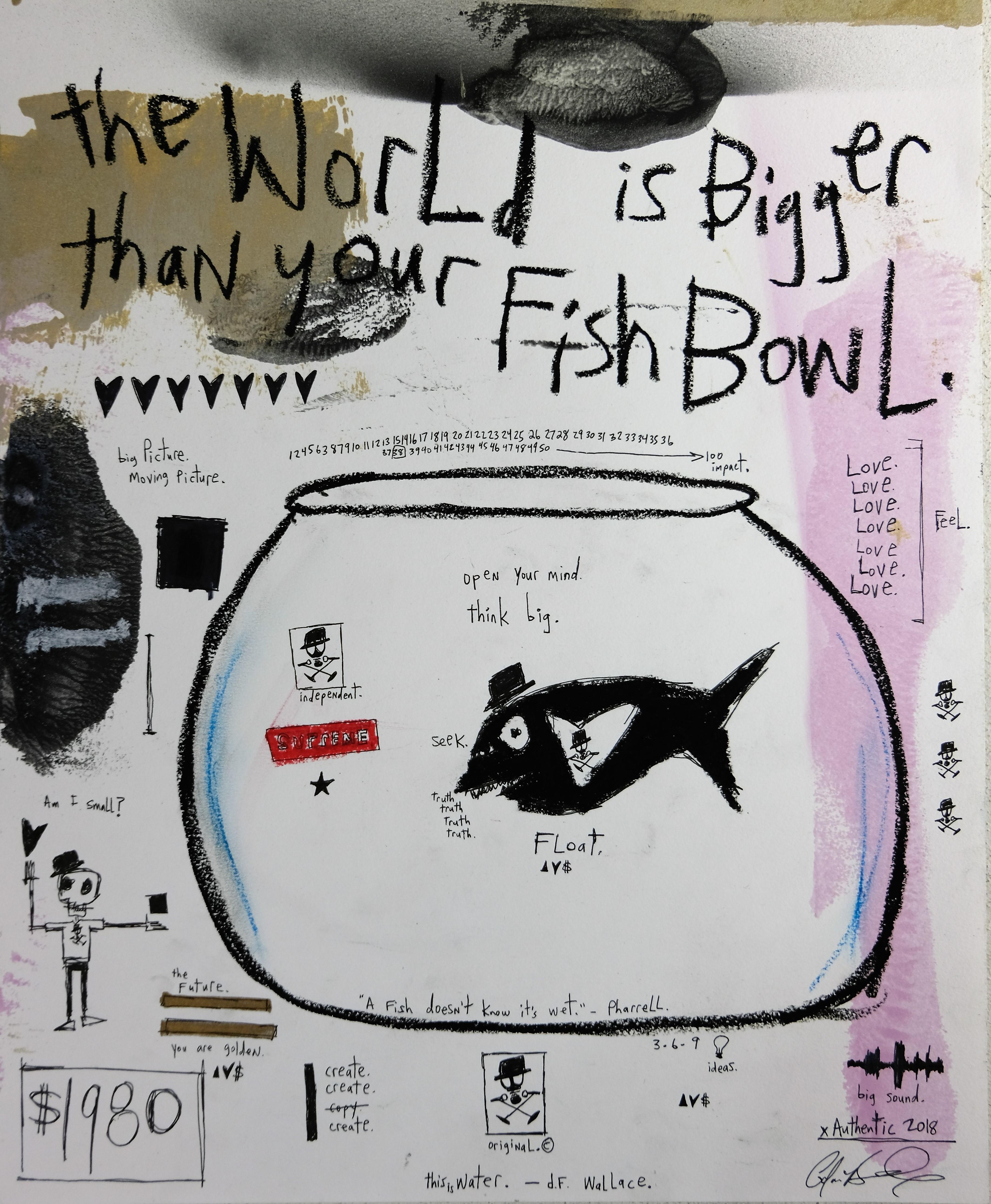 The World Is Bigger Than Your Fishbowl - Mixed Media Art by Adam Baranello