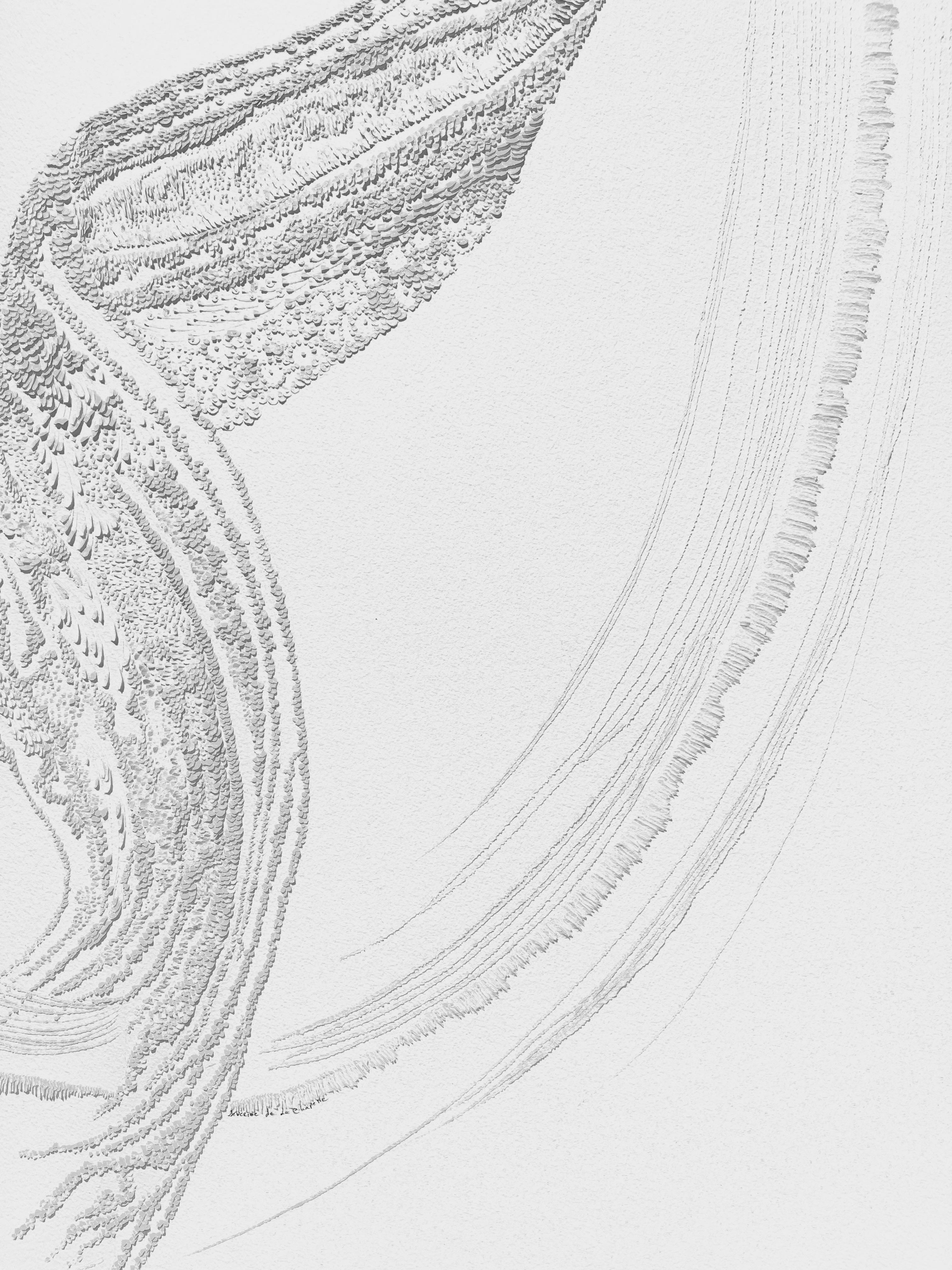 UNITY IN MOTION I - Bas relief on paper - Gray Abstract Sculpture by Séverine de La Chapelle