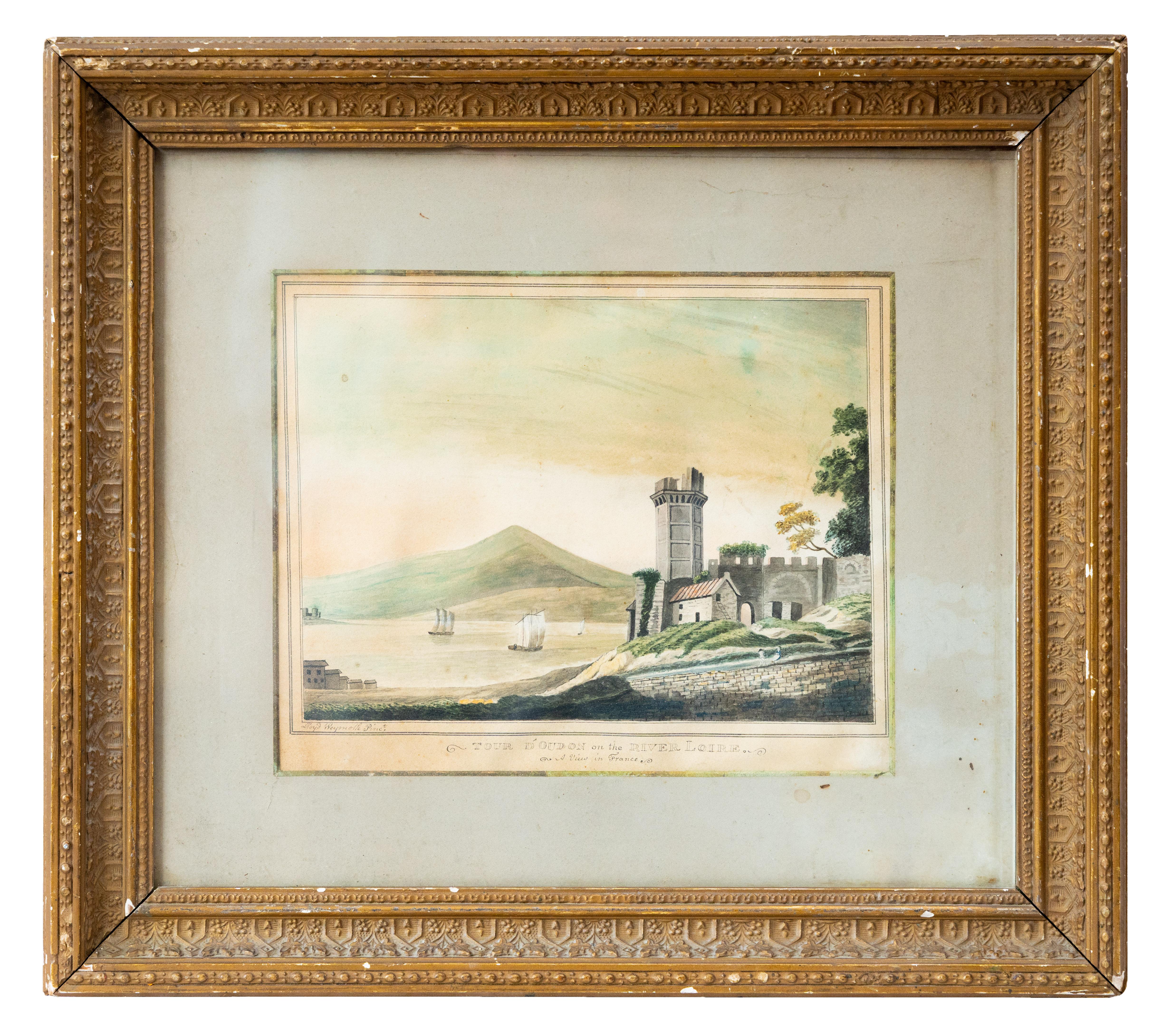 Tour D'oudon, eine Ansicht in Frankreich, Aquarell, französische Schule 19.