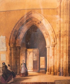 gothic Church interior by William Herdman. Ladies praying