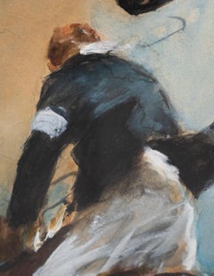 Full Cry at the Water Jump Dynamic Hunting Scene Watercolor by Gilbert Holiday