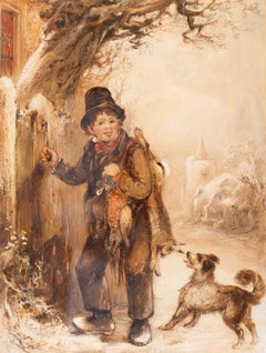 George Bryant Campion (1796-1870) «El joven pastor» (perro macho). Acuarela victoriana