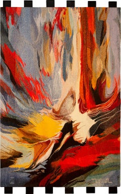 Leonardo Nierman 84"x56" Large-Scale Signed Wool Tapestry, Circa 1970