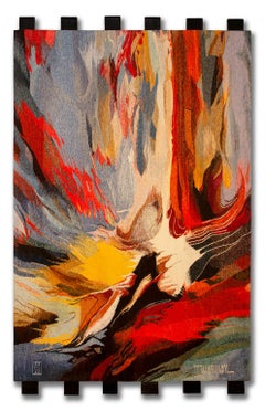 Leonardo Nierman 84 "x56" Großformatiger signierter Wollteppich, CIRCA 1970