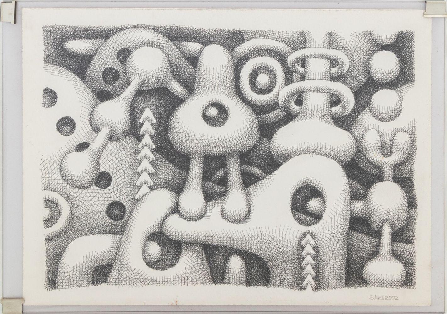 Composición figurada abstracta firmada