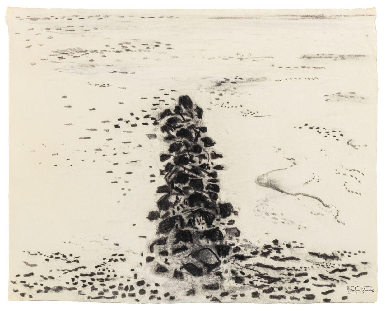 Manfred Schwartz Abstract Drawing – Strand Seelandschaft