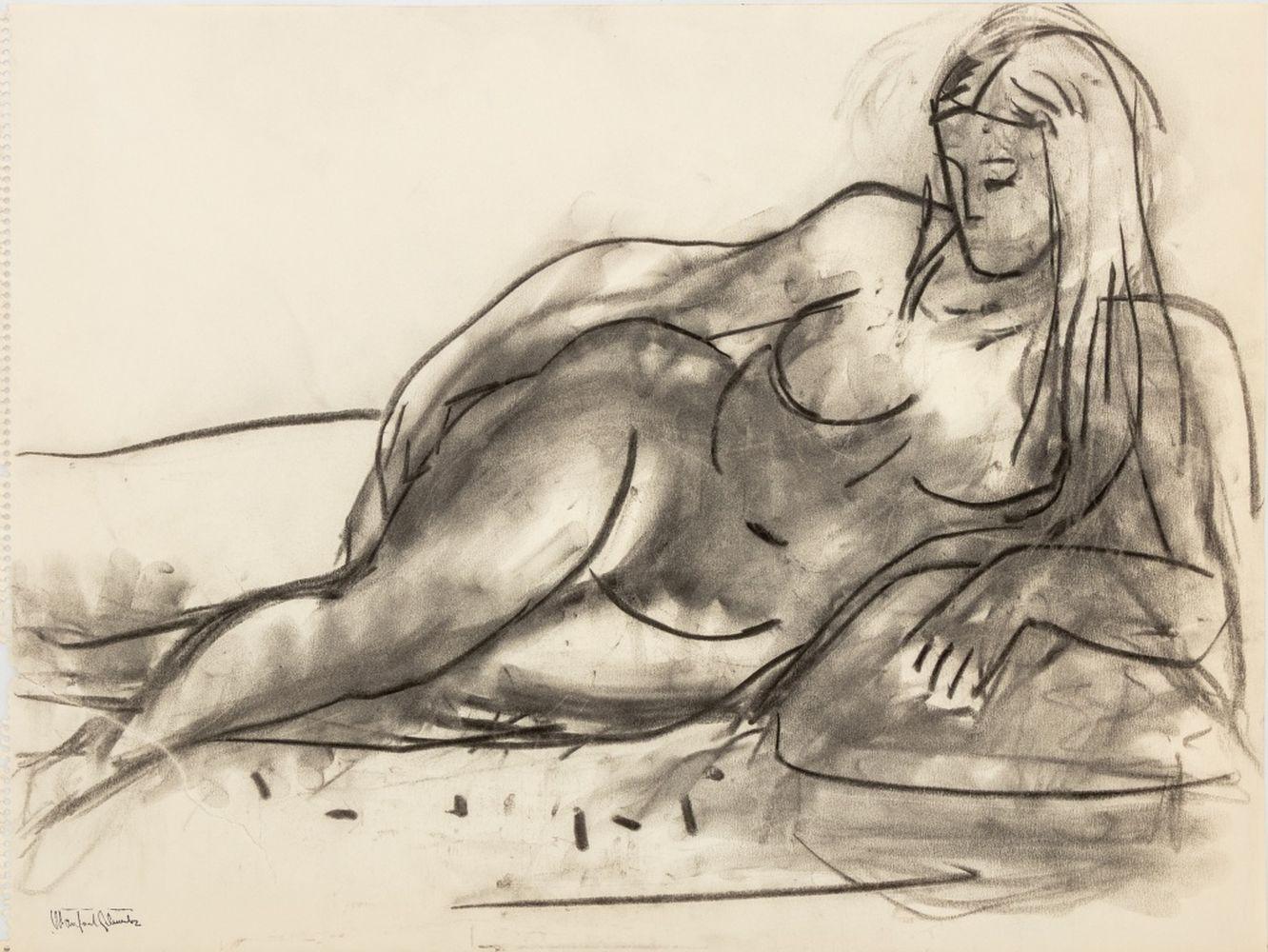 Manfred Schwartz Figurative Art - Reclining Female Nude