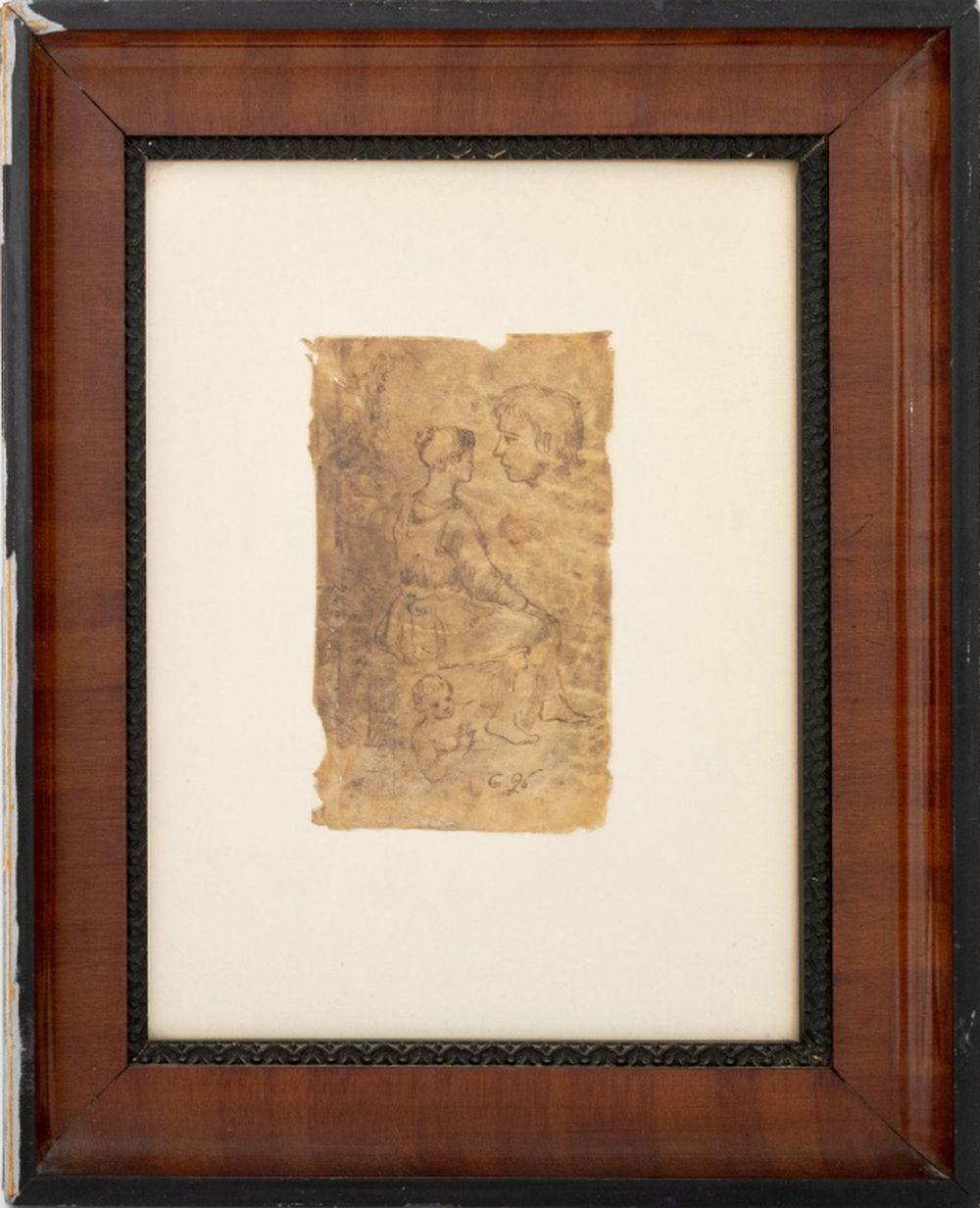 Figurative Art Unknown - Esquisse de figure de maître ancien Crayon sur Vellum