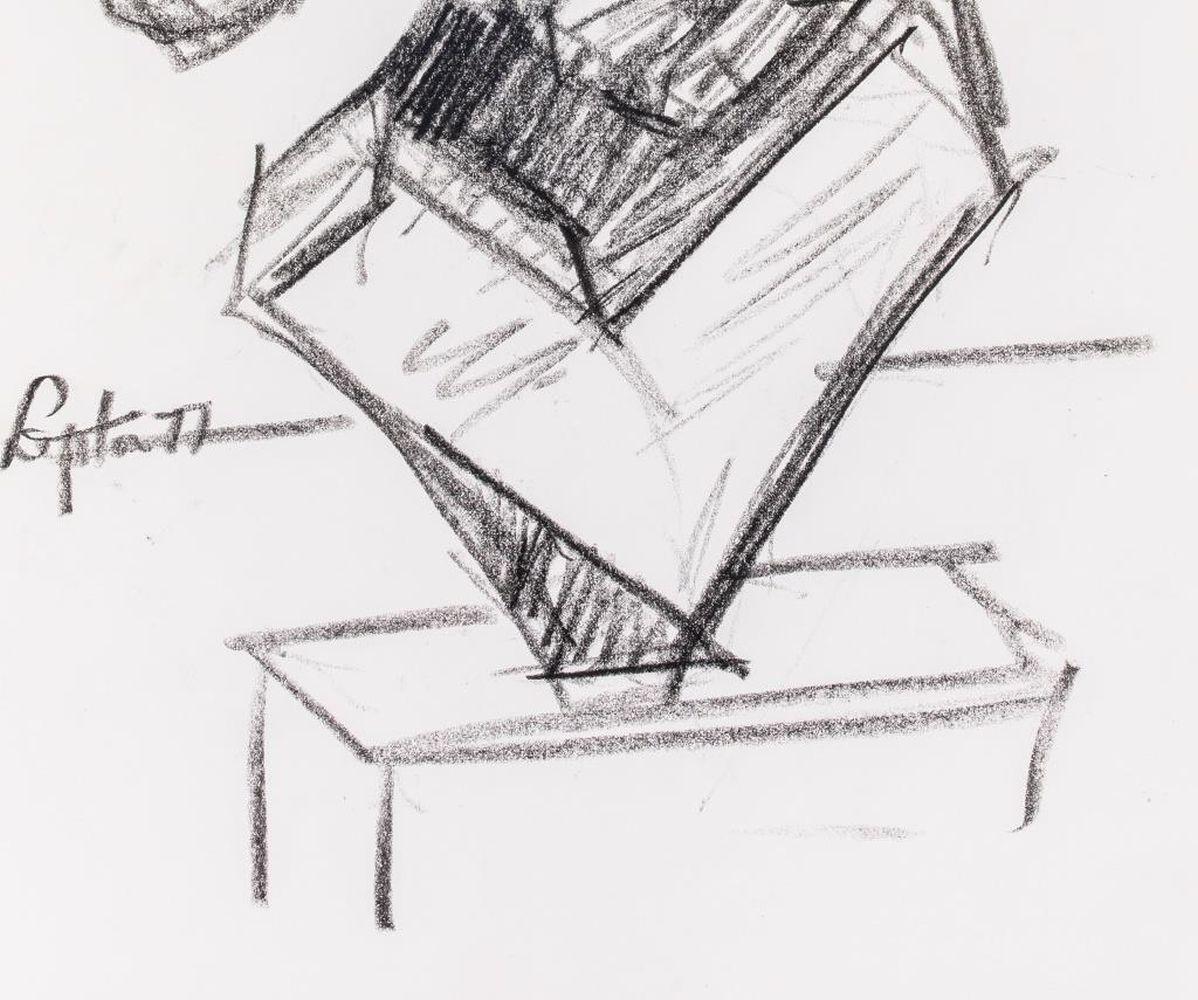Abstract Expressionist Sculpture Study - Gray Abstract Drawing by Seymour Lipton