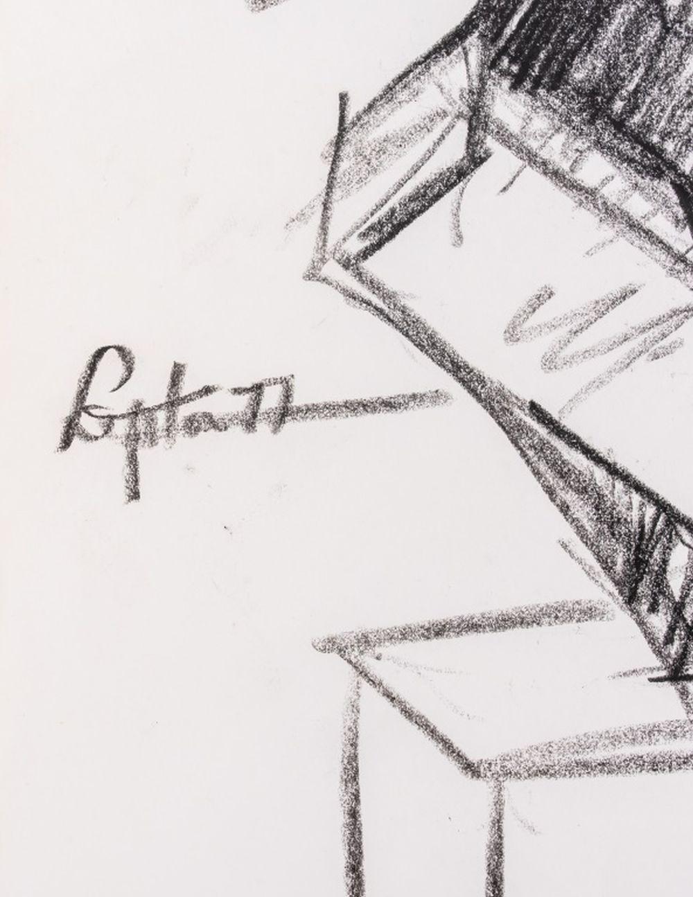 Seymour Lipton (American, 1903-1986), Abstract Expressionist Sculpture Study, Oil Crayon on Paper, 1977, signed and dated mid-left, unframed. Provenance: From a Brooklyn collection. 11