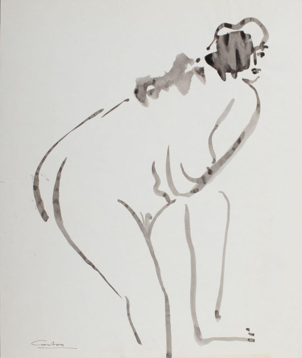 Norman Carton (ucraniano-estadounidense, 1908-1980), Ocho composiciones de mujeres desnudas, tinta sobre papel, cada una firmada, sin enmarcar. El más grande: 12