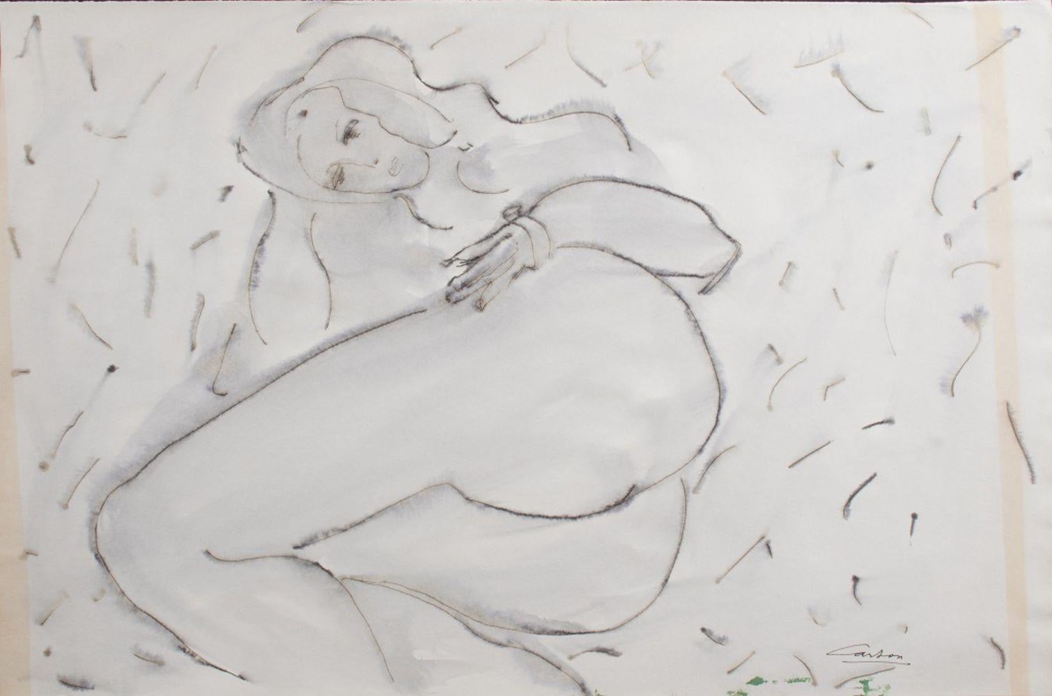 Nude Woman Compositions, 8 - Gray Figurative Art by Norman Carton
