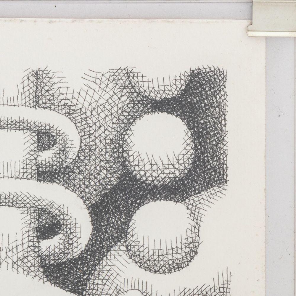 Signed Abstract Figural Composition - Gray Abstract Drawing by Unknown