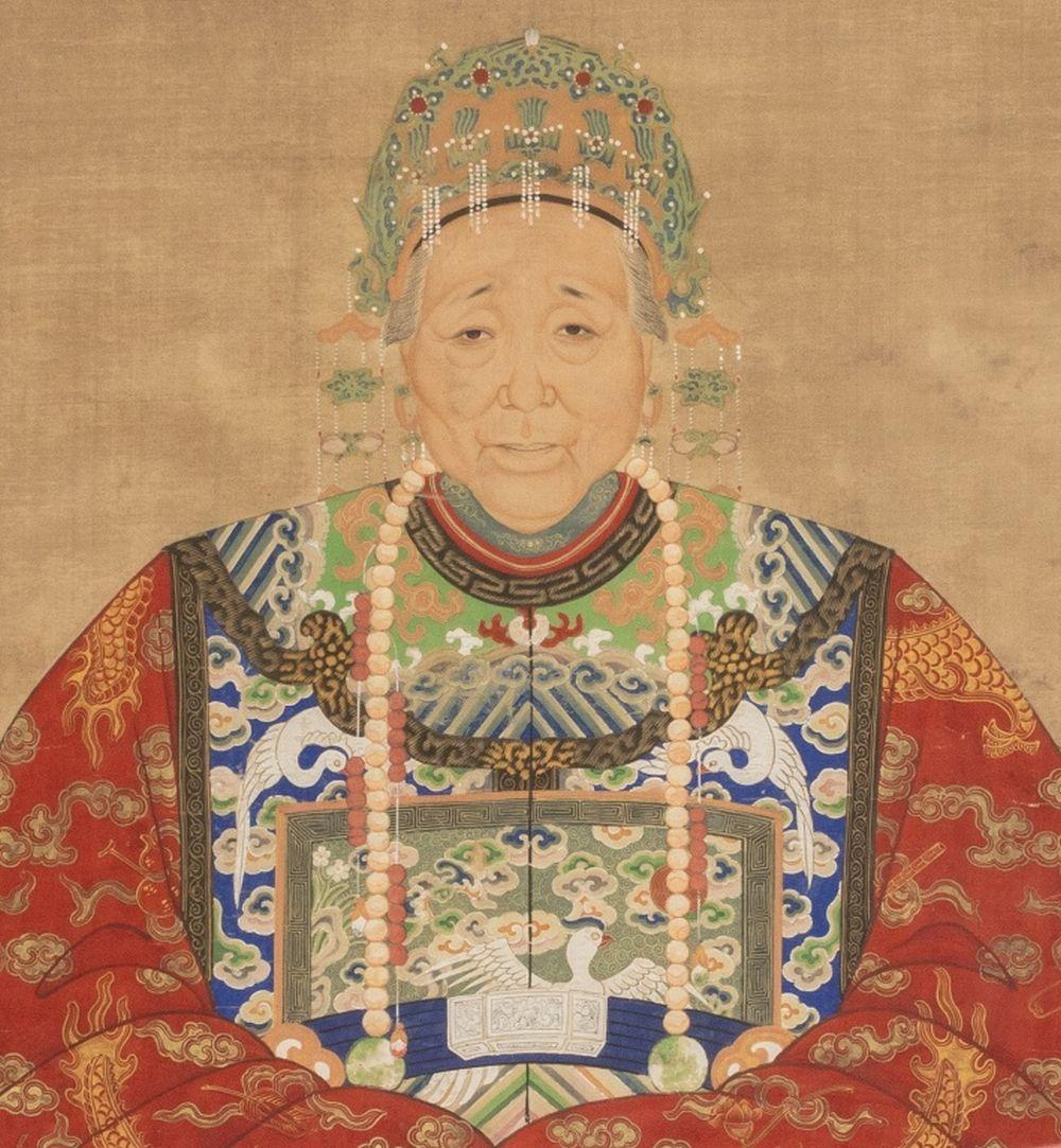Ritratto ancestrale cinese di nobildonna in trono - Art Qing di Unknown