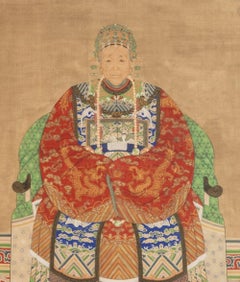 Chinese Ancestral Portrait of Enthroned Noblewoman