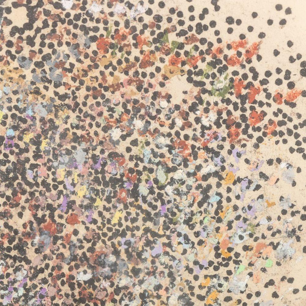 Composition abstraite en pointillisme - Beige Abstract Drawing par Manfred Schwartz