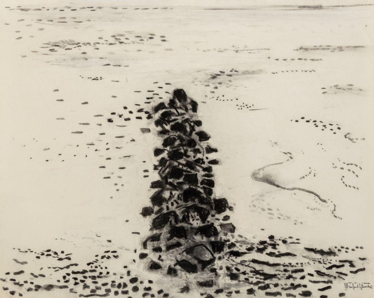 Rockwall Seelandschaft – Art von Manfred Schwartz