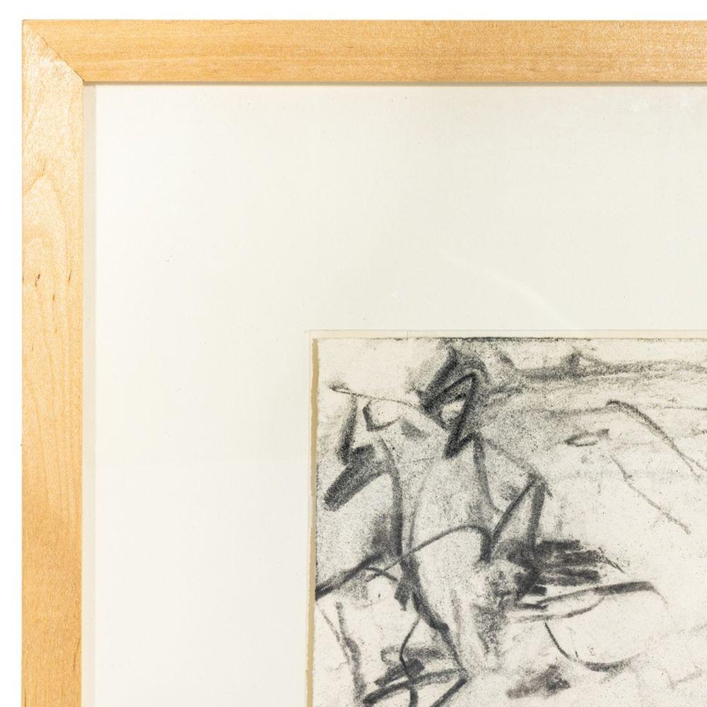 Robert O'Meara (estadounidense, XX-XXI), Composición expresionista abstracta, Carboncillo sobre papel, firmado abajo a la izquierda, marco de madera. Imagen: 13